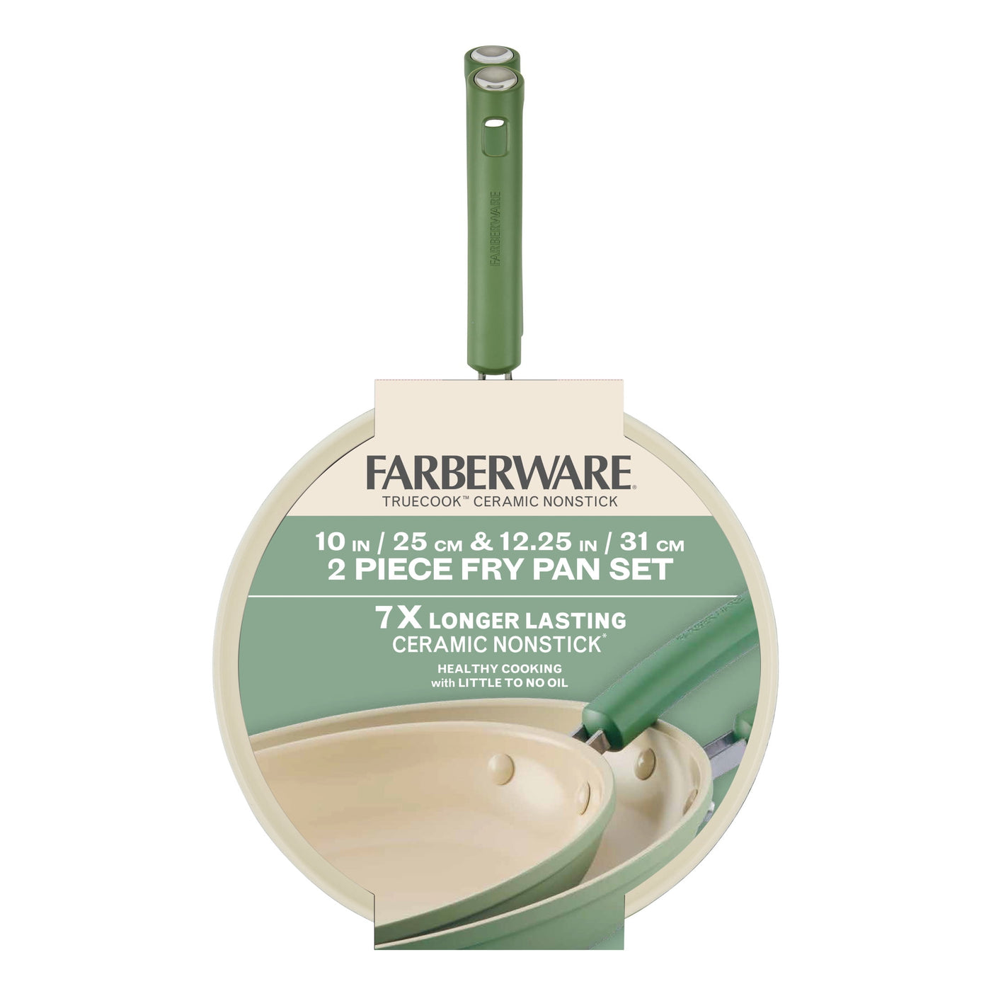 2-Piece Frying Pan Set, Dishwasher and Oven Safe, Matte Olive, for Frying, Boiling and Everyday Home Cooking
