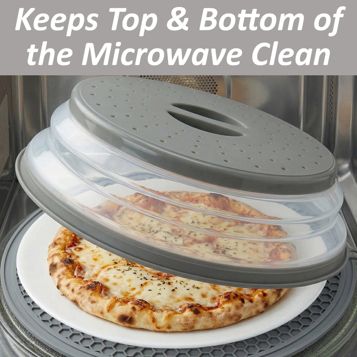 2 in 1, Microwave Splatter Cover for Food and Silicone Placemat, Collapsible and Vented Plate and Dish Cover, BPA Free Splatter Guard Lid