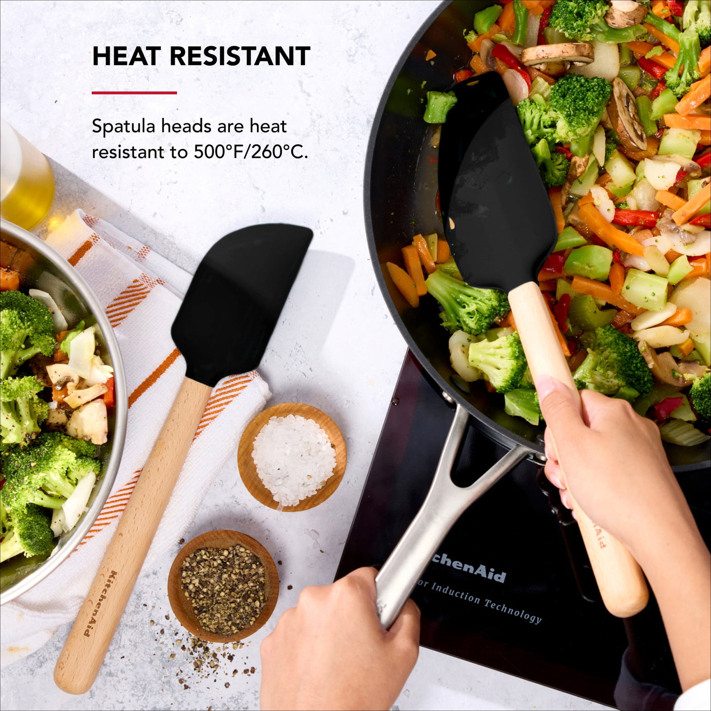 2-Piece Silicone Mixing Spatula and Scraper Set for Cooking, Black, for Cooking, Mixing, Serving and Nonstick Cookware