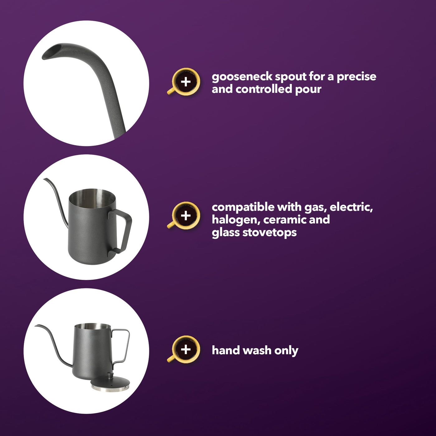 Coffee Stillbrook 1.2 L Black Gooseneck Tea Kettle, for Everyday Home Kitchen Cooking, Storage and Organization