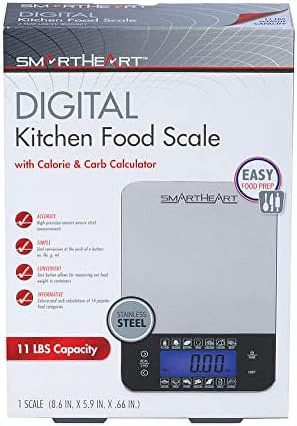 Digital Kitchen Food Scale with Calorie and Carb Calculator, Stainless Steel, for Accurate Kitchen, Food and Portion Weighing