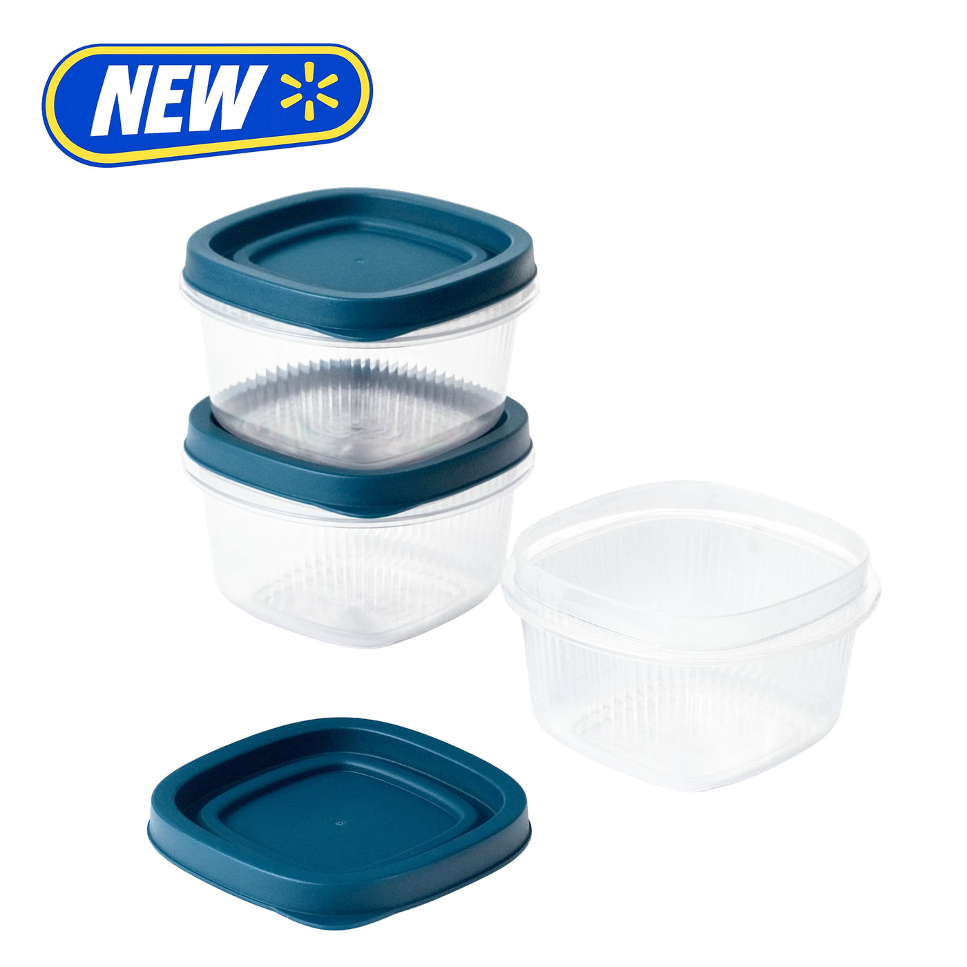 (2-pack) Reusable Food Storage Container, Small Square, Plastic, 3-Pack, 3 Containers with Lids, 2 Cups, Ideal for Snacks and Fresh Ingredients