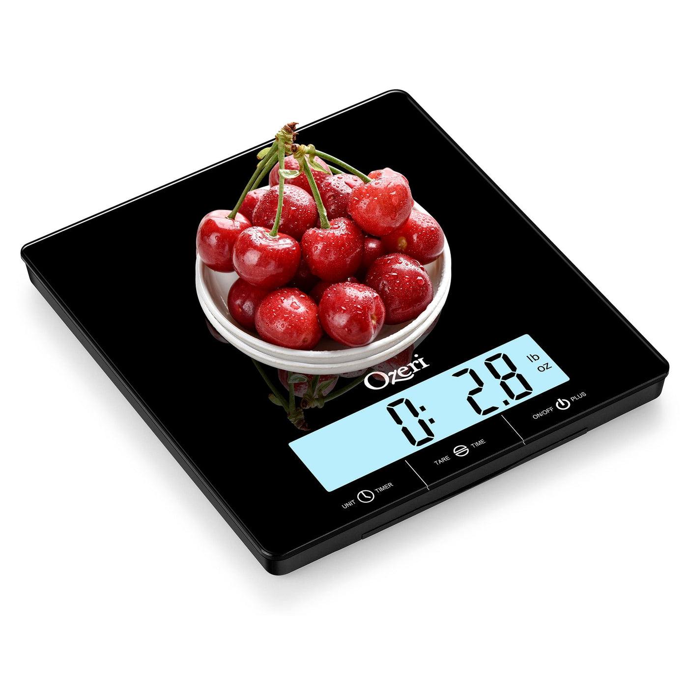 Touch Iii 22 Lbs (10 Kg) Kitchen Scale in Tempered Glass, with Clock, Temperature and Humidity Gauge