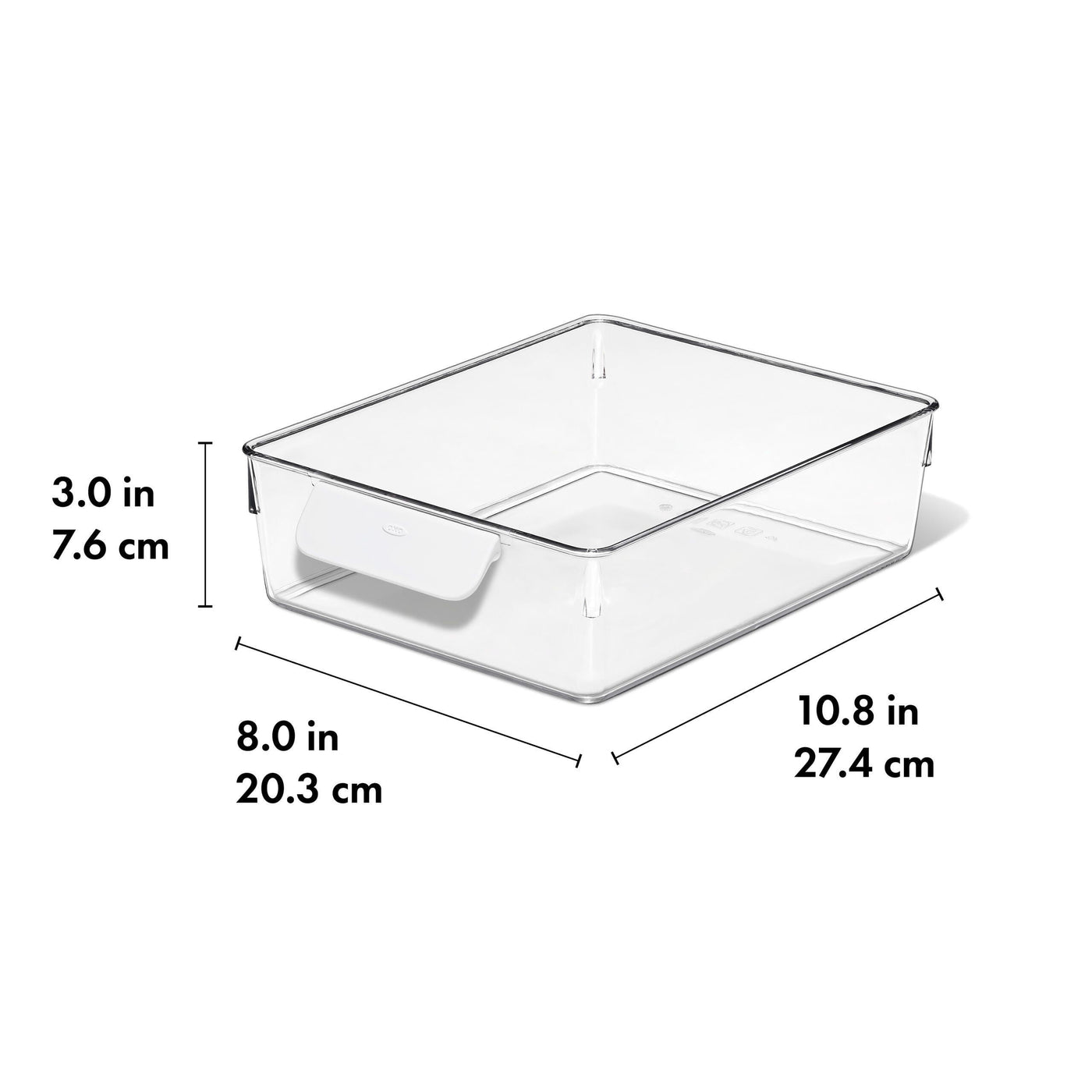 Refrigerator Organizer Container with Handle, 8-Inch X 10-Inch, Clear, for Pantry Organization, Meal Prep and Dry Food Storage