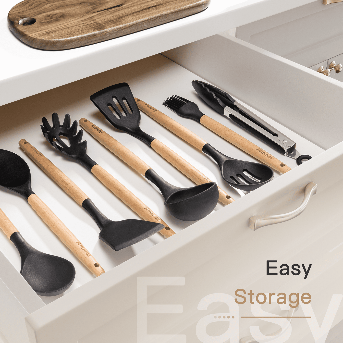 Silicone Cooking Utensils Set, 38-Piece Kitchen Utensils Set for 446°F Heat Resistant, Food Grade Utensil Sets with Wooden Handle