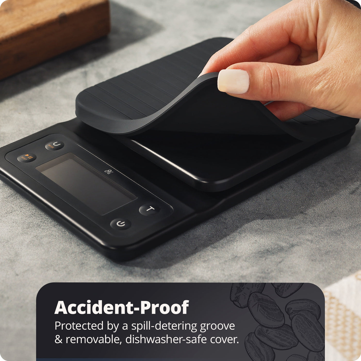 Greater Goods Coffee Scale with Timer, 0.1g Precision, 3kg Capacity, 6-Unit Digital Espresso and Pour-over Scale, Silicone Waterproof Cover