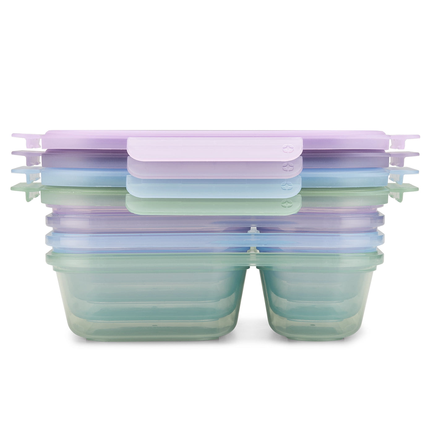 Snap and Nest Plastic 8-Piece Divided Meal Prep Set, Well Suited to Refrigerator Organization and Meal Preparation