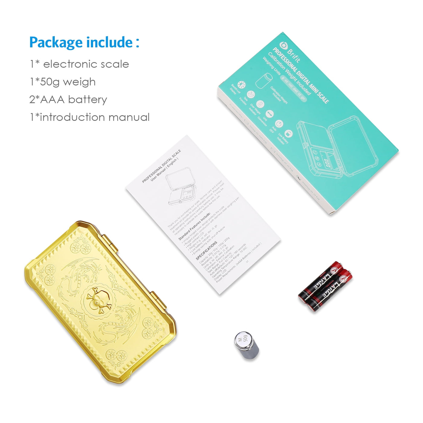 Digital Scale, Amir Digital Pocket Scale 200g/0.01g High-precision Scale with 50g Calibration 6 Units LCD Display Tare Function Gram Scale for Kitchen