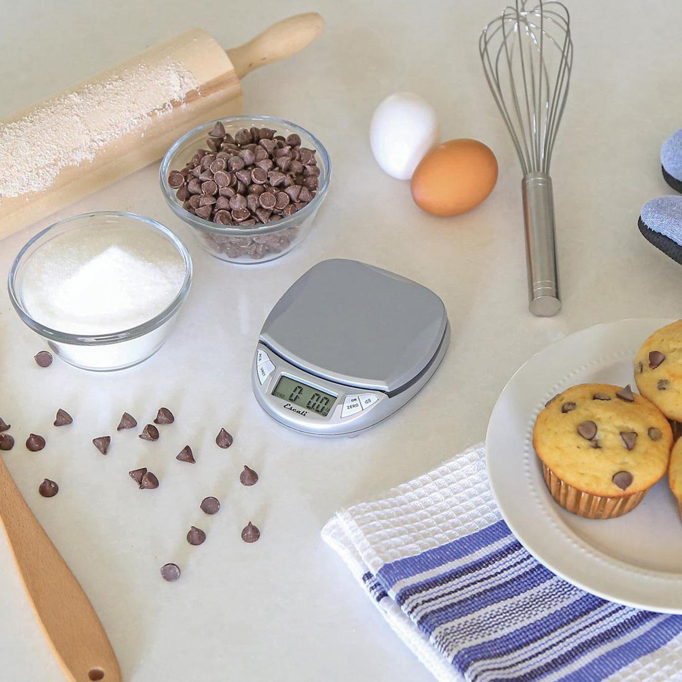 Pico N115s Kitchen, Office Scale, Tare Functionality, Compact Design, LCD Digital Display, 11lb Capacity, Silver/Grey