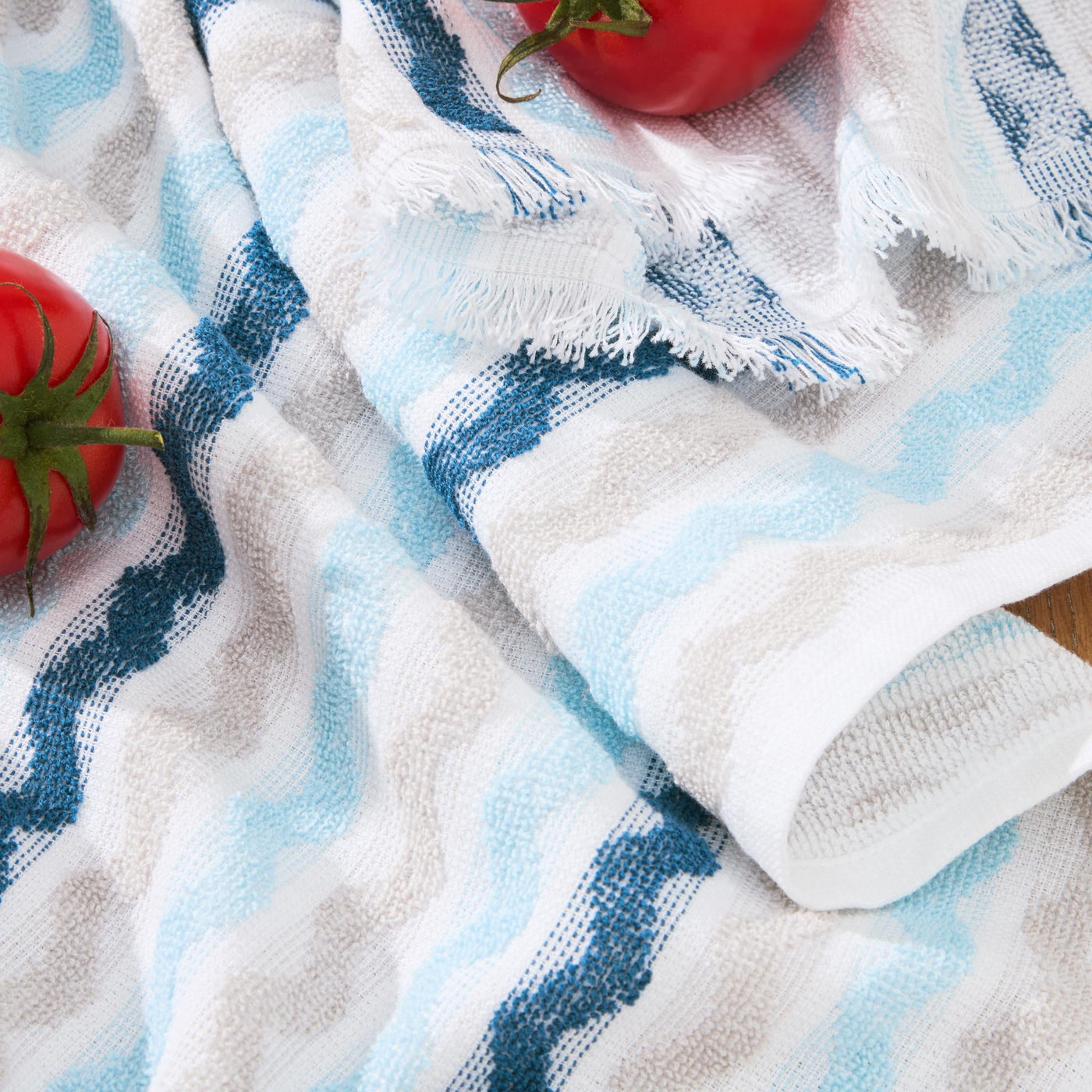 Beautiful Utility Wavy 4-Piece Kitchen Towel Set By, Multiple, 30"W X 30"L, for Drying Dishes, Wiping Counters and Everyday Kitchen Cleaning