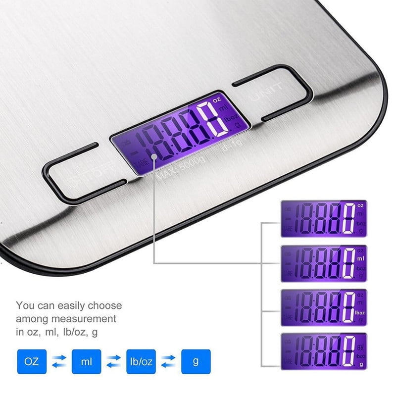 Soul Creat Kitchen Digital Food Scale 11 Lb with LCD Display for Baking Cooking Meal Prep, for Accurate Kitchen, Food and Portion Weighing