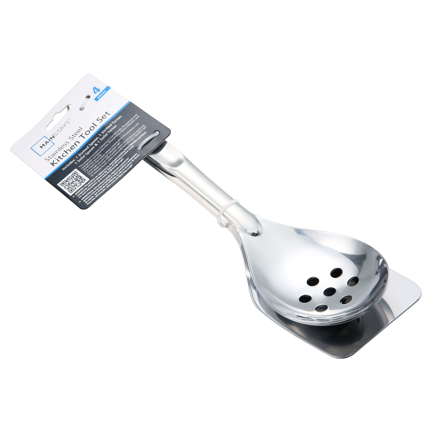 Stainless Steel 4-Piece Utensil Set: Includes Slotted Turner, Solid Turner, Spoon, and Slotted Spoon