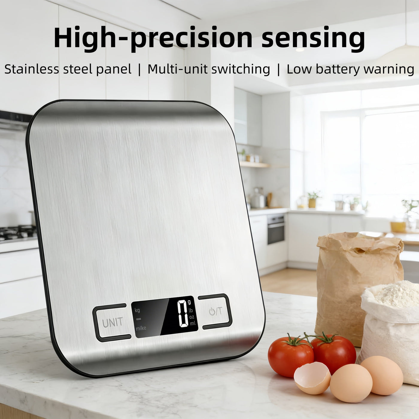Digital Food Scale 22lb 0.1g High Precision Kitchen Scale with Tare Function, 5 Unit Conversion, LCD Display, Stainless Steel for Cooking Baking