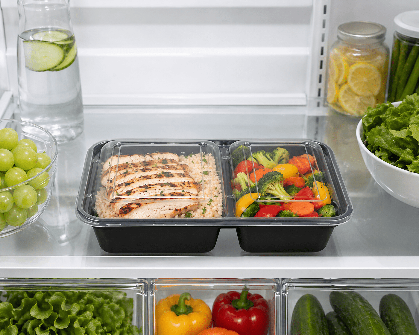 30-Piece (15 Containers + 15 Lids) with 2-Compartment Meal Prep, Bpa-free, Leak-resistant, Microwave and Dishwasher Safe