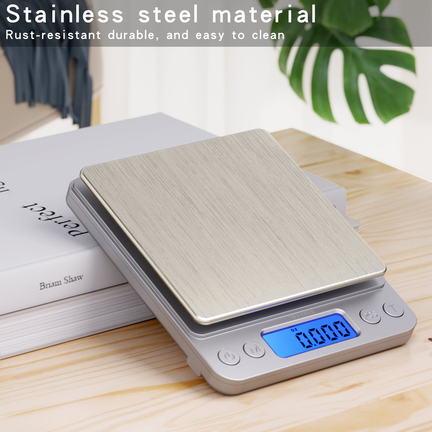 High Precision Digital Kitchen Scale, 6.6lb/3000g Jewelry Scale, Stainless Steel, Backlit Lcd, for Accurate Kitchen, Food and Portion Weighing