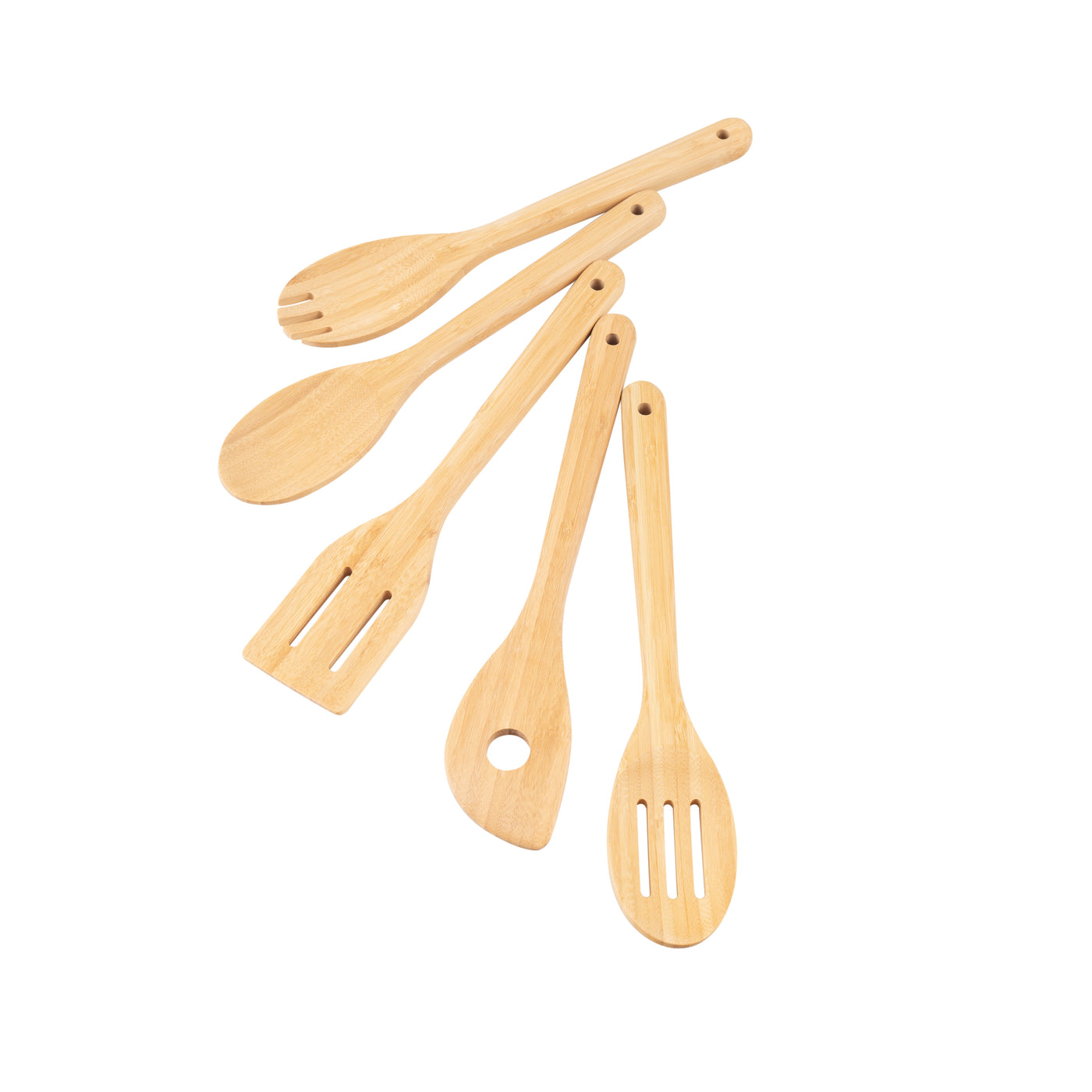 5pk Bamboo Spoons for Cooking, Kitchen Essential Tools Set, for Cooking, Mixing, Serving and Nonstick Cookware