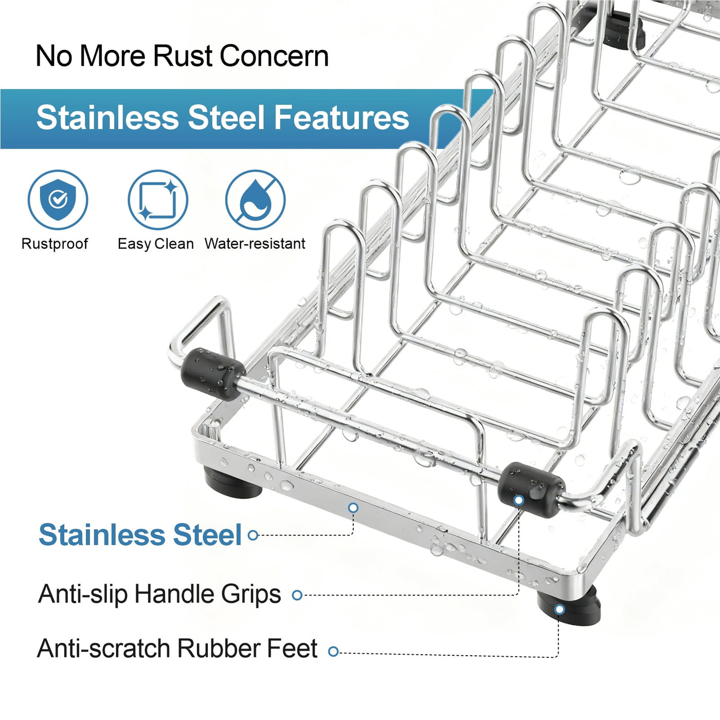 Small Dish Drying Rack for Counter or Over Sink, Stainless Steel Expandable Dish Drainer with Drain Board and 360° Swivel Drain Spout for Rv, Camper