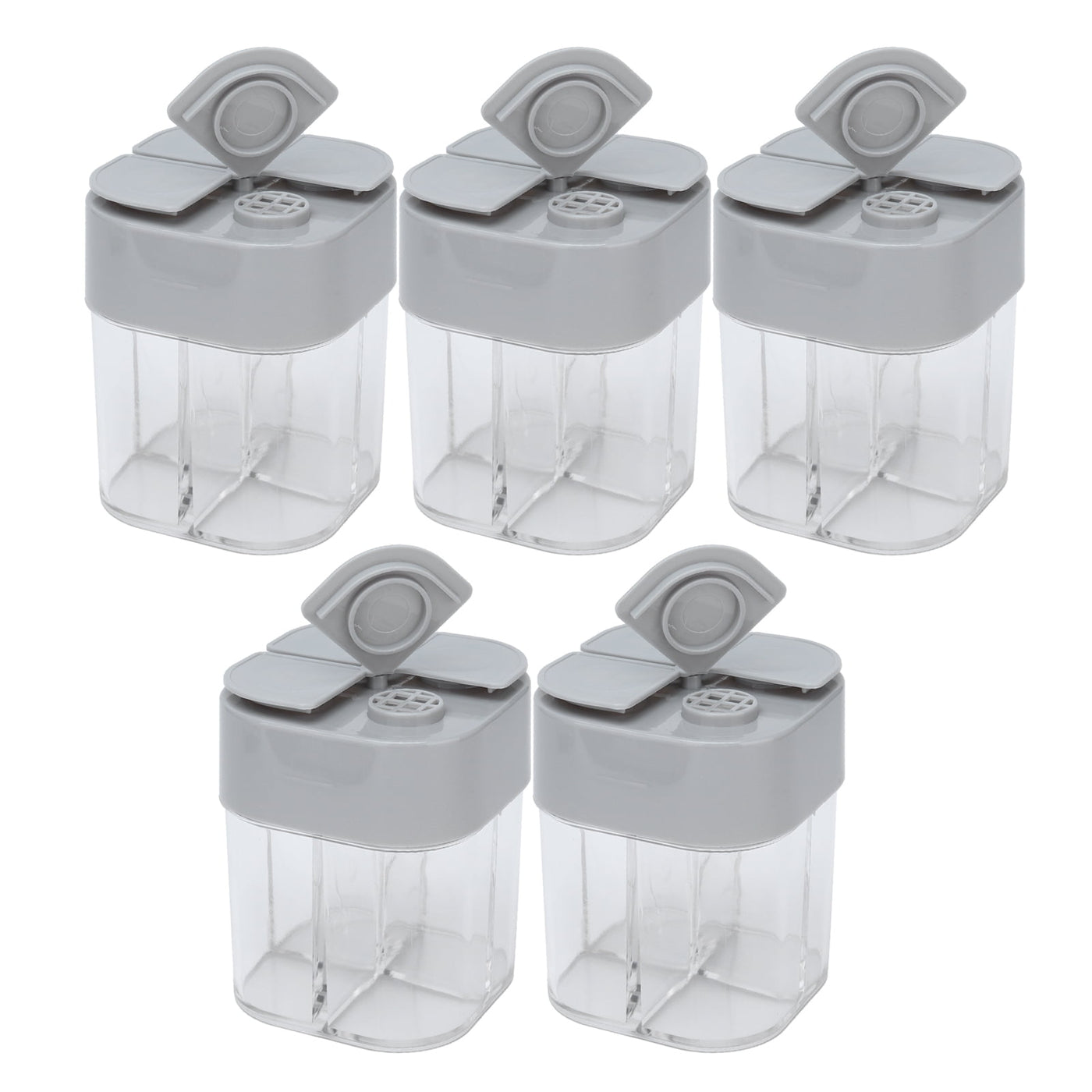 M Buder 5-Piece 4 in 1 Spice Container Set Seasoning Shaker Dispenser with Sealed Lids Space Saving Organizer Storage Box for Home Kitchen Restaurant