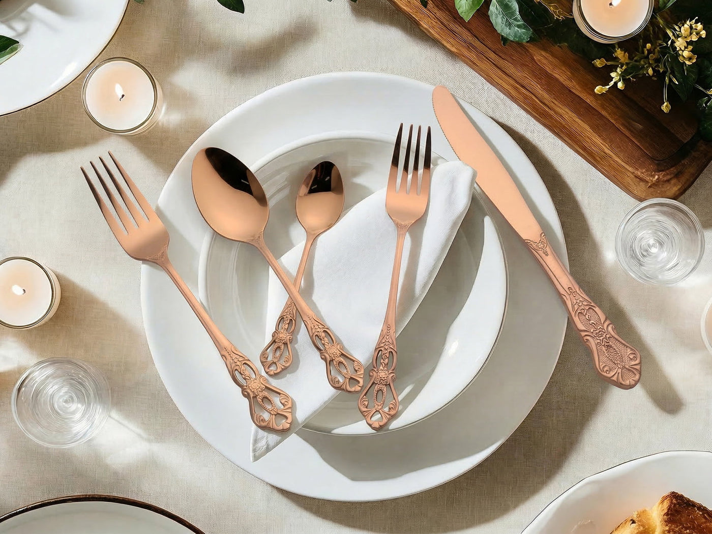 30-Piece Silverware Stainless Steel Flatware Set with Openwork Gold1, for Everyday Home Kitchen Cooking, Storage and Organization