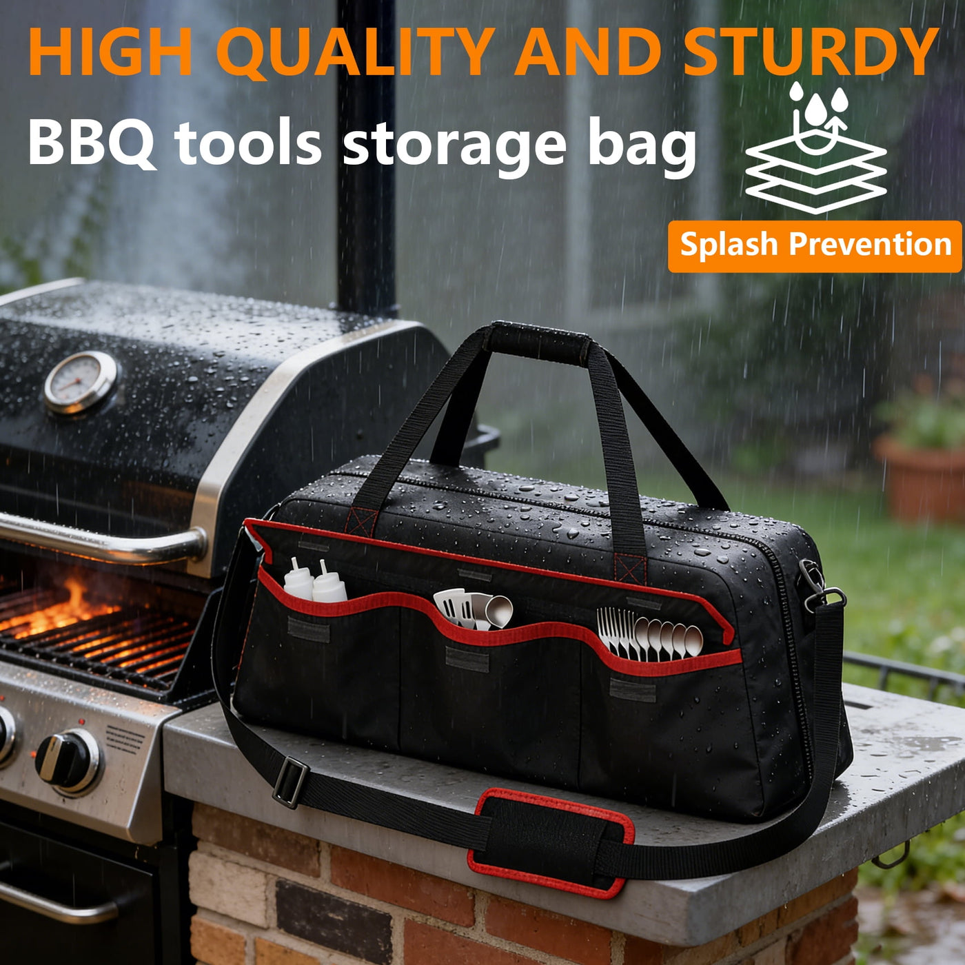 Grill Tool Storage Bag, Grill Utensil Storage Bag for Barbecue Tool Up to 22", Bbq Utensil Storage Caddy with Pockets, Bag Only